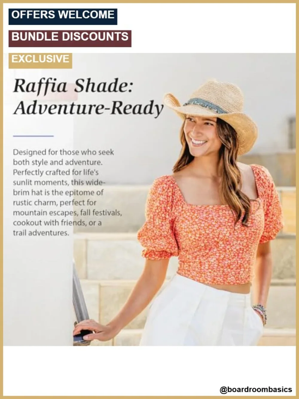 Women's Raffia Straw Cowboy Hat Wide Brim Adjustable Sun Protection